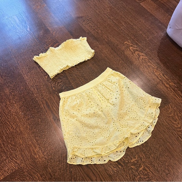 MISSGUIDED CO-ORD BRODERIE SET IN YELLOW - Picture 7 of 11